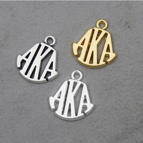 RAINXTAR Alloy Greek Letter Charms Vintage AKA Letter Bangle Charms 50pcs/lot 16*18mm AAC1090