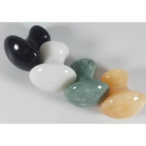 Polished Jade Guasha Tool Natural Black Obsidian Jade Mushroom Gus Sha Anti Aging Massage Tool Healthcare Stone Body Massager