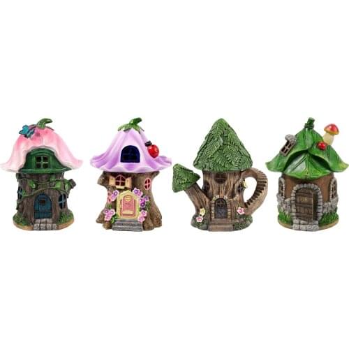 Glow in the Dark Miniature Fairy House Solar Powered Garden Light Landscape Home Decoration