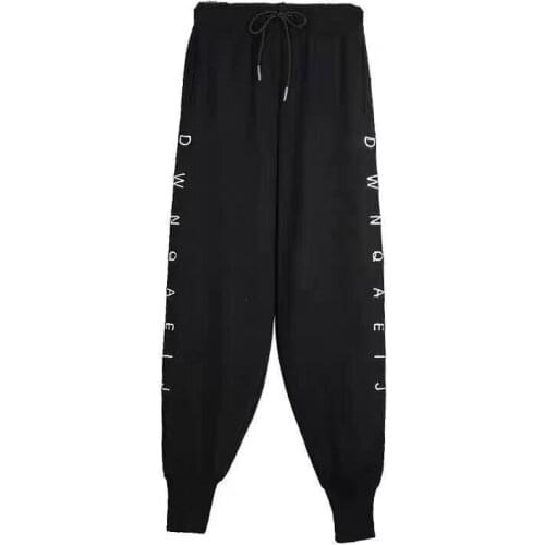 L-6XL oversized wide-leg harem pants female letters loose high waist slimming casual pants female sports pants