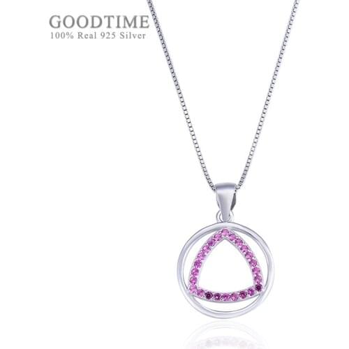 Fashion Women Pure 925 Sterling Silver Necklaces Clavicle Round Rose Gold Color Zircon Pendant Necklaces Chain Jewelry Accessory
