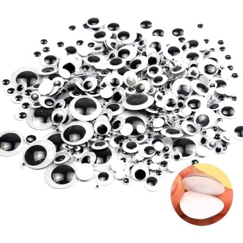 10mm 500PCS Googly Eyes Stems Pompon With Self-adhesive Eyes Glue On DIY For Toys Dolls Wiggly Eyeballs Scrapbooking Accessorrie