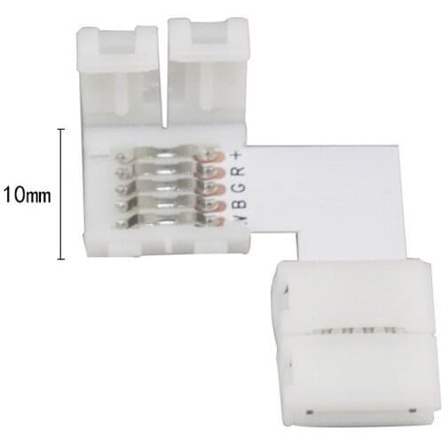 10pcs L shape 4 pin/5 pin 10mm Flexible accessiories for RGB/ RGBW LED Strip No solding