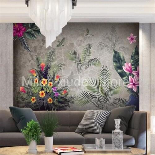 Milofi custom 3D wallpaper mural tropical rainforest flower and bird living room bedroom background wall decoration wallpaper