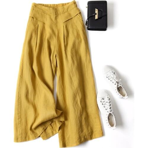 3XL Plus Size High Waist Pants Women Fashion White Black Loose Cotton Linen Wide Leg Pants Pantalon Femme Casual Trousers C7349