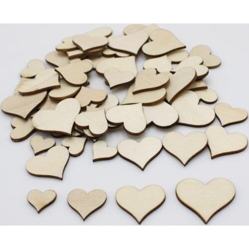 50Pcs/Bag Love Heart Shape Wood Wooden Craft Christmas Wedding Home Decor DIY Birthday Decoration Party Favor Scrapbooking