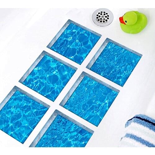 6Pcs/Set Blue Sea Bath Treads Sticker Safety Non Slip Bath Tub Tattoos Tub Stickers Tub Decals Tub Appliques