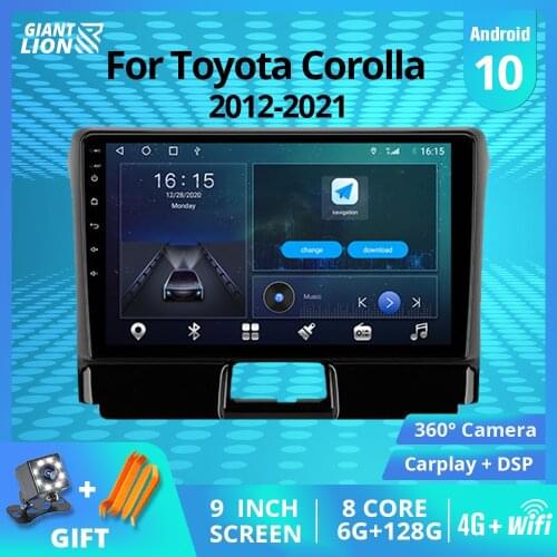 2DIN Android10.0 Car Radio For Toyota Corolla Axio 2 Fielder 3 E160 2012-2021 Stereo Receiver GPS Navigation DSP Auto Radio IGO