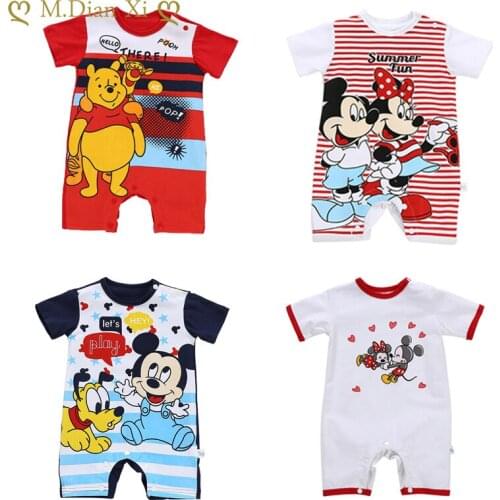 Baby Boy Clothing Baby Rompers Disney Mickey Minnie Pooh Kids Roupas Bebes Infant Jumpsuit New Fashion Boy Girl Clothes Costumes