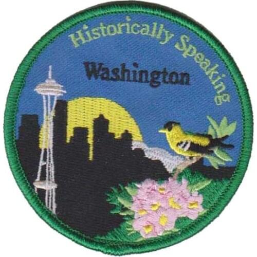 Customized Washington Embroidery Patch Made by Twill With Merrow Border and PVC backing Customized MOQ 50pcs free shipping