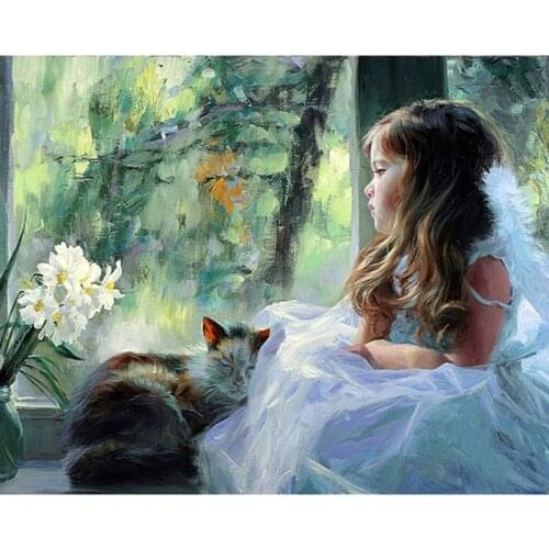 Pictures Canvas Girl Painting By Number Squre Kits Oil Coloring Drawing Handpainted paint wedding dress Home Decor Wall Art Gift