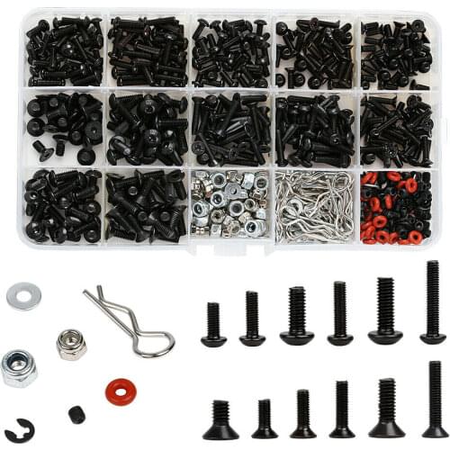Multi-Size M3 M4 Metal Screws Nuts Box Kit For 1/10 RC Crawler Car Axial SCX10 TRX4 Redcat Replacement Repair Accessories 500Pcs