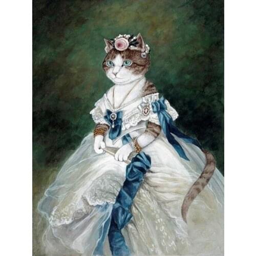 Cartoon Round Diamond Painting Kits Cat Women Mum Baby Mosaic Embroidery Picture Crystal Rhinestones Stickers Decal Wall Art