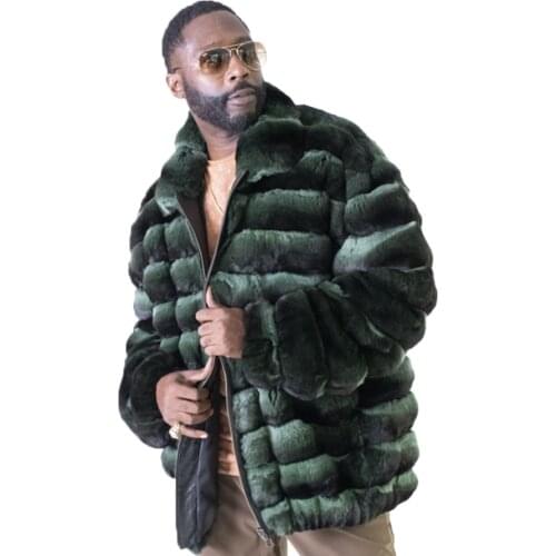 Fur Jacket Natural Fur Coat Men Real Rex Rabbit Fur Coats Plus Size Jackets Winter Warm Fashion Overcoat