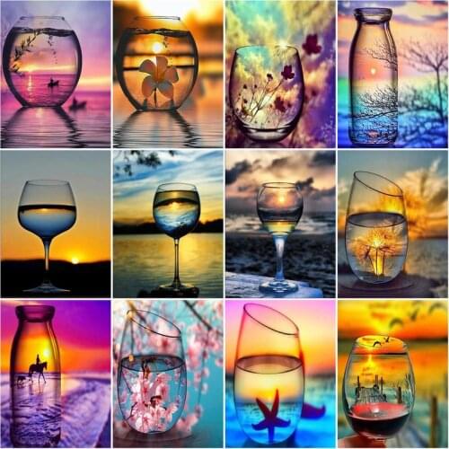 SDOYUNO Full Square/Round Diamond Painting Kits Scenery 5D DIY Diamond Embroidery Seascape Mosaic Rhinestone Home Decor