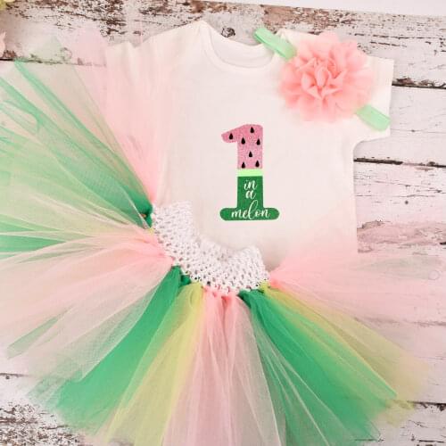 Baby Girls Watermelon Birthday Tutu outfit 1st Birthday Party costume Toddler Photo Props Cake Smash Summer Clothes Set 0-24M