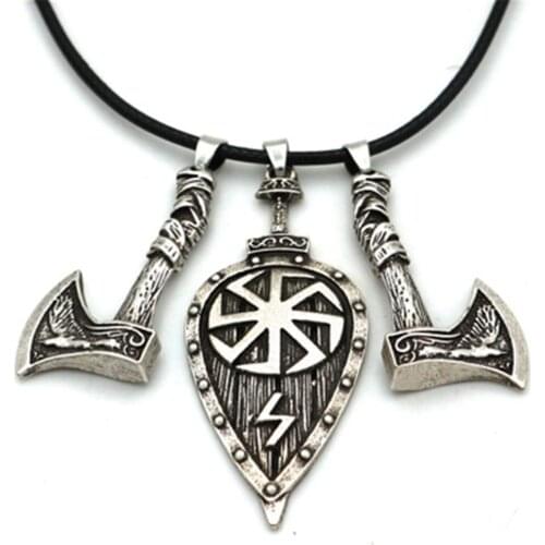 Norse Viking Pirate Jewelry Odin raven Slavic Sword Axe Shield Pendant Necklace Hammer Axe Amulet Talisman Necklace For Women Me