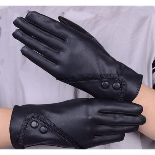 New Ladies Winter Finger Gloves 1Pair Spring Winter Warm Gloves Leather Imitation PU Leather Glove