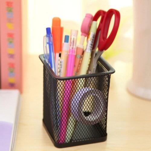 Simple Metal Desktop Desk Organizer Office Accessories Pen Pencil Stand Holder Storage Case Office Organizer School Supplies