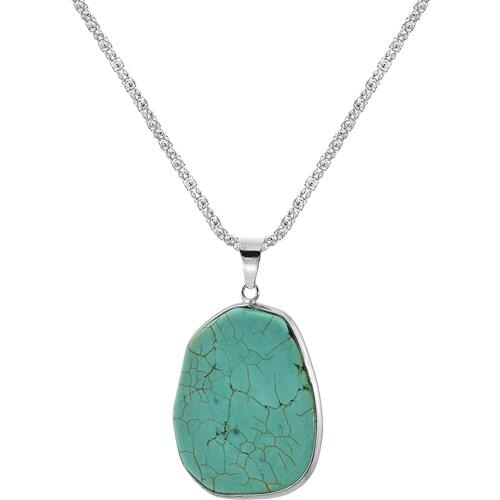 Vintage Style Turquoise Necklace Copper Edging for Birthday Women -Synthetic