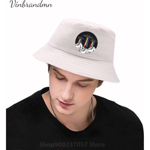 Rainbow Alien I Want To Believe Panama Bucket Hat Summer Top Fashion Pure Cotton Hipster Rainbow UFO Unicorn Fisherman Hat
