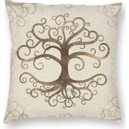 Tree Of Life Pastel Gold On Canvas Square Pillow Cover Decoration Vikings Cushions Throw Pillow for Car Double-sided Printing