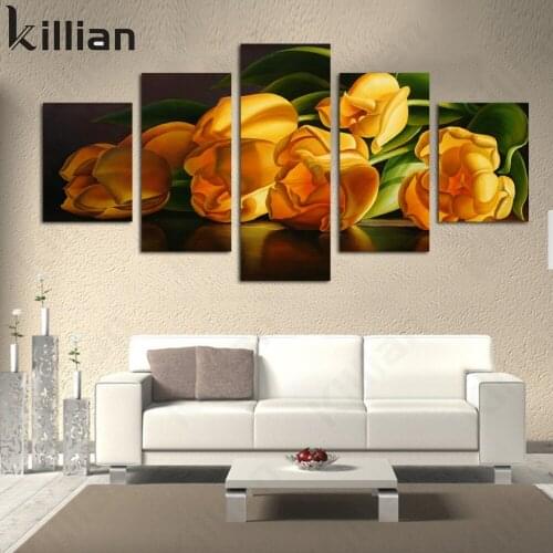 Duopin No Frame Yellow Tulip Picture Print Poster Modern Flower Living Room Bedroom Home Decoration Canvas Painting