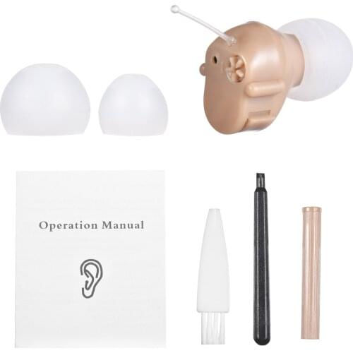 Hearing Aids Sound Amplifier Ear Hearing Enhancement Device Battery Powered 3 Silicone Ear Plugs Cleaning Brush Adults Seniors