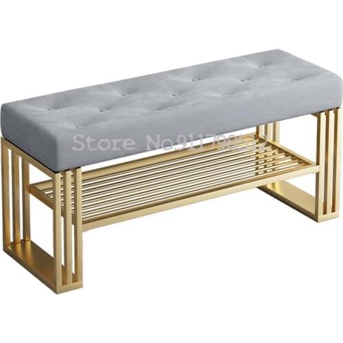 Light luxury and thick shoe changing stool Soft bag stool cushion Nordic rectangular household entry door shoe changing stool ca