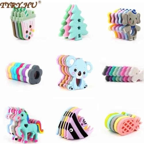 TYRY.HU 20pcs Baby Teether Silicone Beads Baby Teething Food Grade Silicone Teether DIY Necklace BPA Free Baby Products