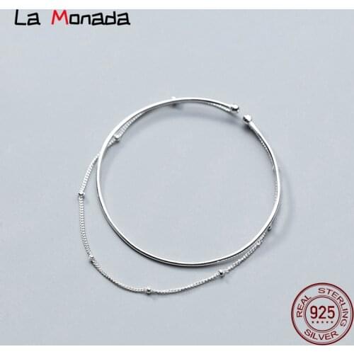 Inner 5cm Eight Heart Charm 925 Silver Bangle For Women Girls Female Silver 925 Jewelry Woman Chain Bracelet On Hand Ladies