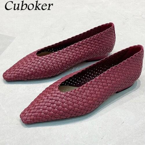 Brand Designer Weave Women Flat Shoes Leather Causal Loafers Slip On Ballet Braid Women Runway Mules Spring Summer Shoes Women