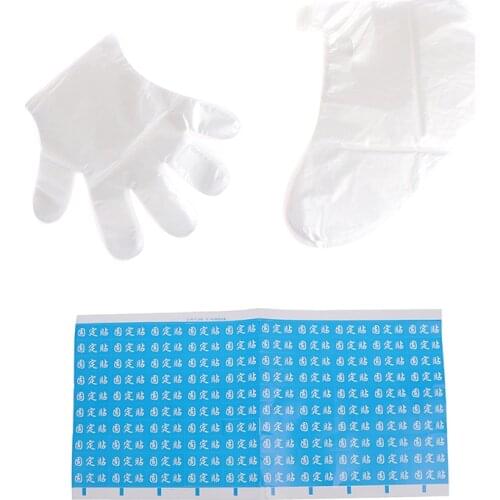 1 Set (100pcs Hand Cover + 100pcs Foot Cover + 100pcs Stickers ) Paraffin Wax Bath Liners Plastic Hand And Foot Hand Care Bags