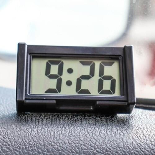 1pc Mini LCD Screen Digital Clock Car Dashboard Clocks Time Digital Study Portable Clock Supplies Electronic Desk LCD Clock H3N9