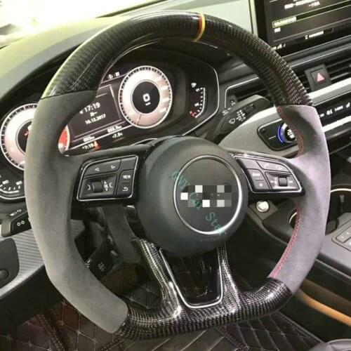 100% Real Carbon Fiber Flat Bottom Steering Wheel For Audi S3 S4 S5 2017+ (No Buttons)