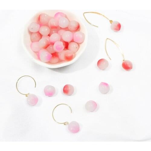 2pcs 13*12mm DIY Jewelry Accessories Sweet Pink Glass Charms Fruit Peaches Pendants Earrings Floating Material Handmade Hairpin