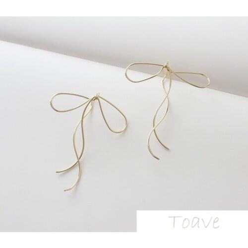 2pcs Exquisite Elegant Flexible Copper Bag 14K Maintains Color Bow DIY Ear Stud Ear Stud Accessories