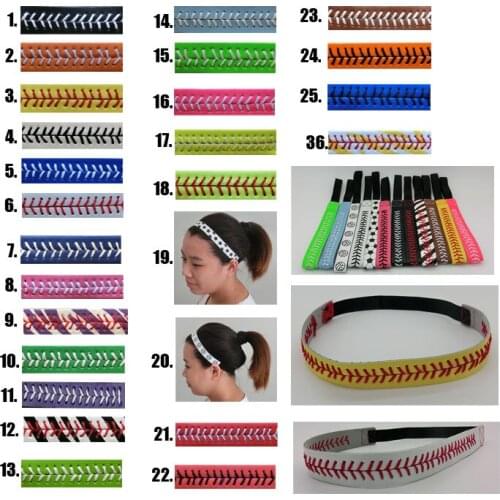 2019 High quality Real leather yellow fastpitch softball/baseball seam headbands