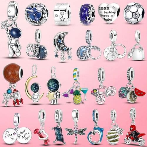 2021 New 925 Sterling Silver Snake Star moon Cactus monkey fox Charm Beads Fit Original Pandora Bracelet Fine Silver Jewelry
