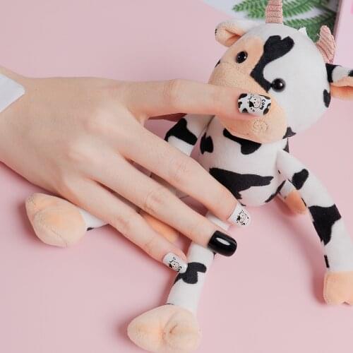 24Pcs/Set Fake Nails For Kids Cute Cartoon Full Cover False Nail Kid Glue Self Fake Nail Art for Girls Manicure Tips Nail Decor
