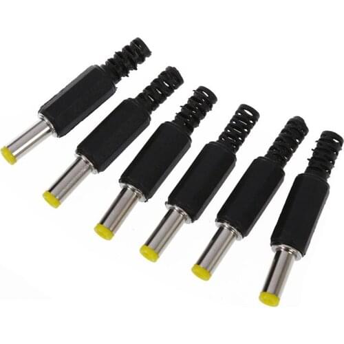 5.5mm x 2.5mm DC Power Plugs Male Barrel Connectors Black 6Pcs