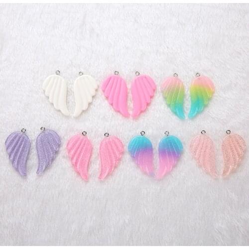 5 pair/lot Cute glitter Angel Wings For Diy Phone deco Kawaii Flatback Resin Cabochon Scrapbook Embellishment 40*23mm