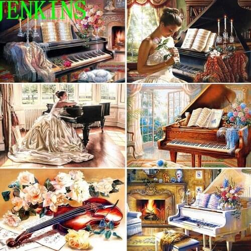 5d Diamond Painting Full Square Piano Diamond Embroidery Art Kits Flower Scenery Home Decoration Jenkins 5d Diamond Painting