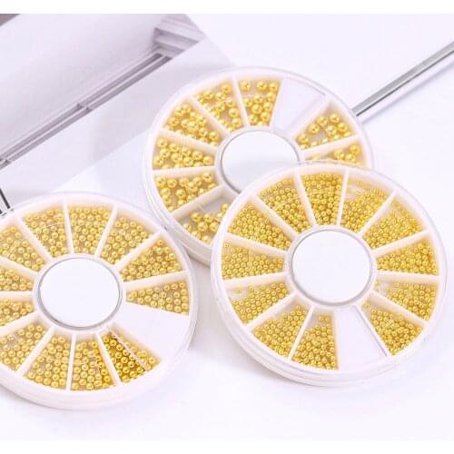 12 Grids Mixed Size Nail Art Tiny Circle Bead Decor Silver Gold Rose Gold 3D Nail Art Caviar DIY Manicure Decoration Accessories