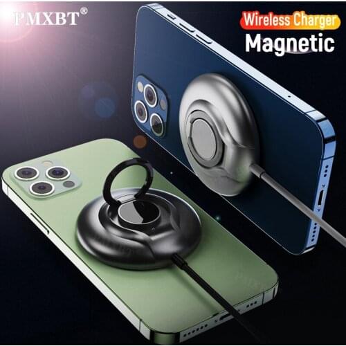 15W Qi Wireless Charger Fast Wireles Phone Charging Magnetic Induction Pad For IPhone 12 Pro Max With Finger Ring Desktop Holder