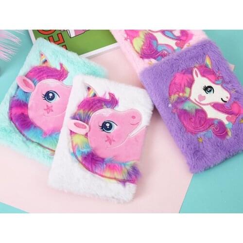 A5 Size Plushed Cover Toy Unicorn Notebook Office Stationery Notepad Pink DIY Diary Book Students Jornal Planner Cute Hand Accou