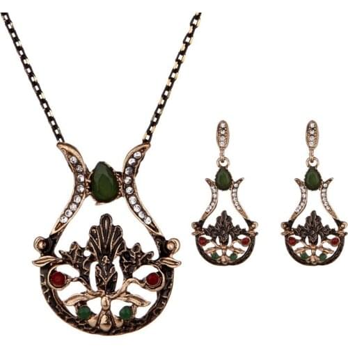 Bohemian ethnic personality creative party necklace & earring set for women hollow lotus female jewelry set