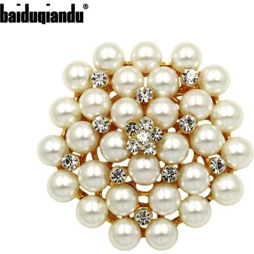 Baiduqiandu Brand Classic Imitation Pearls and Crystal Flower Wedding Bouquets Brooches