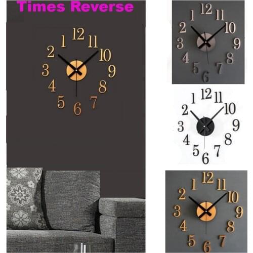Watches Classic Acrylic Texture Vintage Large Wall Clock 3D Tridimensional DIY Watch Novelty Reverse clocks For home decor