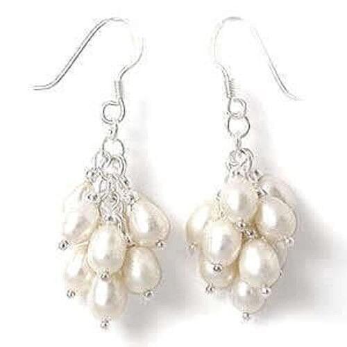 Shipping >5-6mm Natural White Akoya Cultured Pearl Grape Dangle Hook Earrings AAA peruca hair queen ladys mujer moda